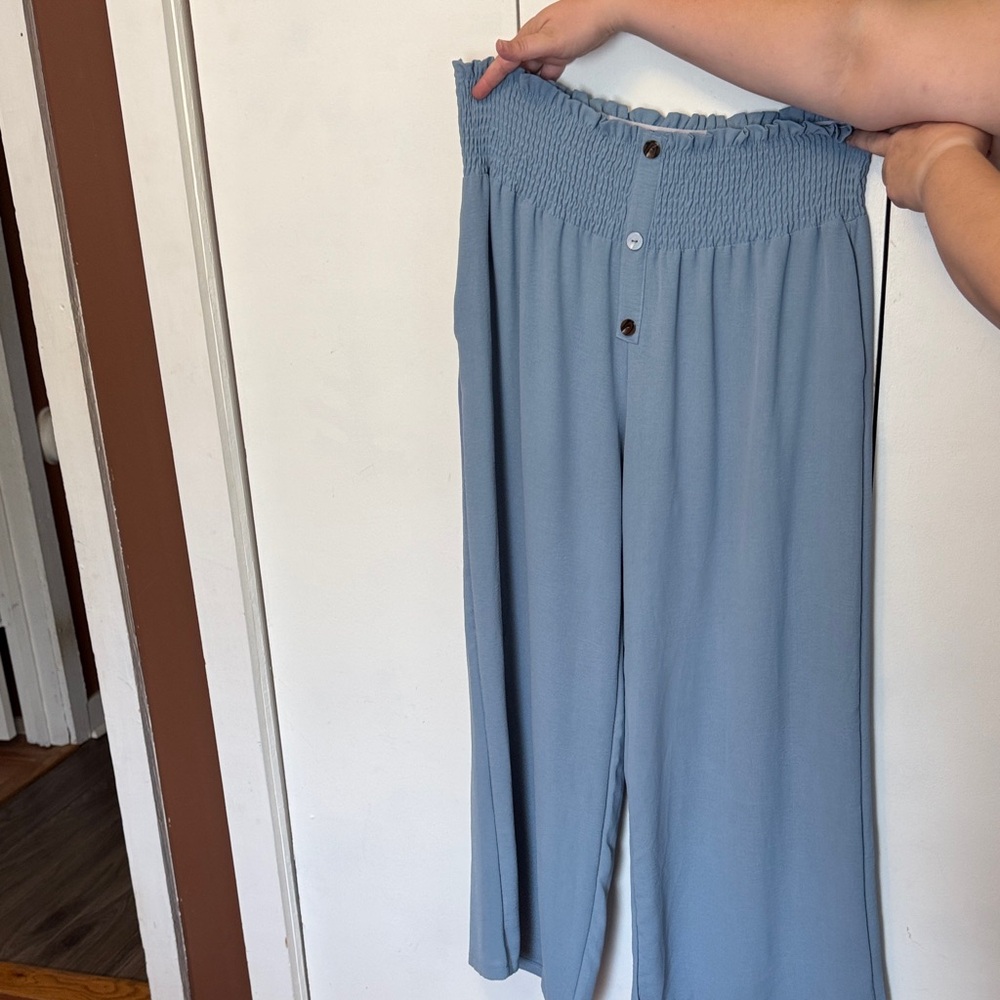 Elegant Blue Wide Leg Pants